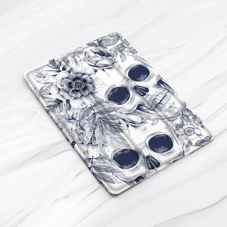 Funda Oculta Calavera Gótica Horror Flor Para iPad 10.2 Air 4 5 Pro 9.7 11 12.9 Mini Foto 3 de 4
