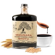 Salsa de soja Shoyu envejecida en barril de whisky HAKU Mizunara (750 ml) - auténtica japonesa