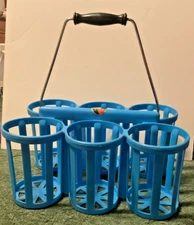 Vintage Blue Pola Bottle Carrier Caddy Holder