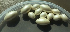 Vintage Old Japan Creamy White Faux Pearl Coated Oval Rice Lucite Bead Lot