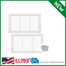 2Pack 10x 18 White Flush Mount Shed Window with Tempered Glass Household Windows