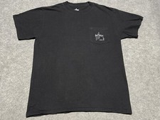 Guy Harvey Black Medium Boxy Shirt Sail Fish Deep Sea Fishing Boat Pocket