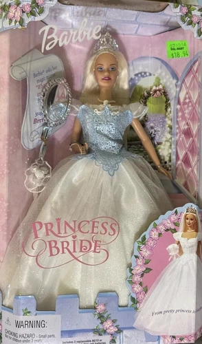 2000 Mattel Barbie Princess Bride #28251 Barbie Doll with Necklace Works Blonde