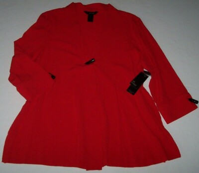 NWT Ali Miles Solid SCARLET RED 1-Button Gauzy Lightweight Jacket Top M DARLING