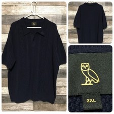 Ovo Cable Knit Sweater Polo Men s 3XL Navy Bl...