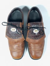 Vintage Jack Nicklaus Leather Golf Shoes Golden Bear Tungsten Metal Cleats sz 9
