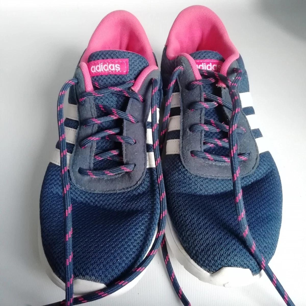 Navy White Pink Adidas Trainers Size 4 UK Preowned eBay