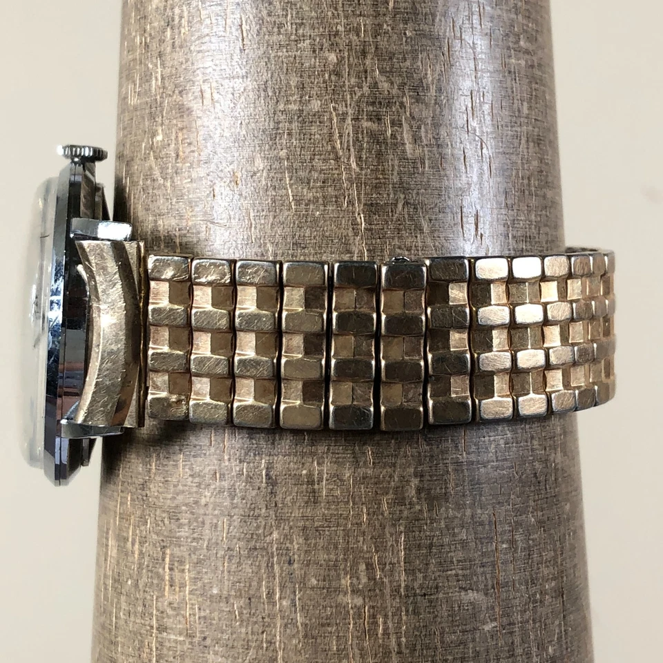 Reloj Helbros Vintage Hombre Vestido Oro Banda Expansión Cuerda Mecánica 32mm 6 1/2" Foto 3 de 4