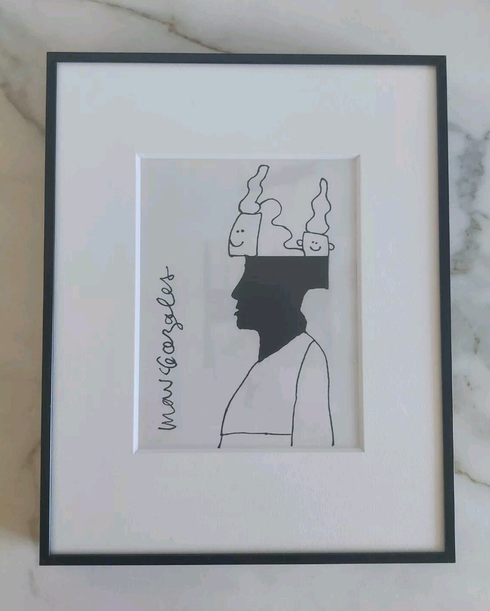 Mark Gonzales Art Drawing Handsigned Signed Framed Doodle Mark Gonzales Art Drawing Handsigned Signed Framed Doodle