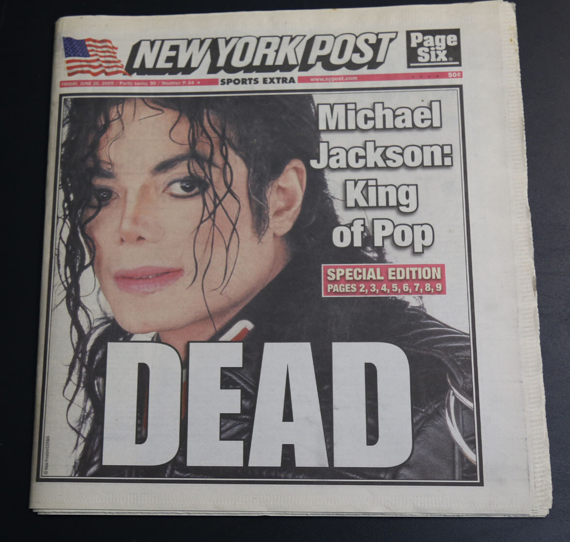 Michael Jackson Death June 26th 2009 New York Post Newspaper