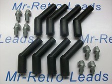 BLACK X 8 SPARK PLUG BOOTS TERMINALS KIT 135 DEGREE 45 IGNITION LEAD QUALITY V8
