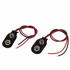 2pcs Wire Line I Type 9V Battery Clip Connector Cell Holder Buckle-