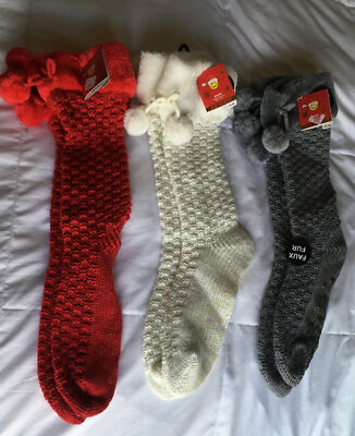 3 Pairs Of Joe Boxer Women’s Sweater Socks 4-10 Size Faux Fur | eBay