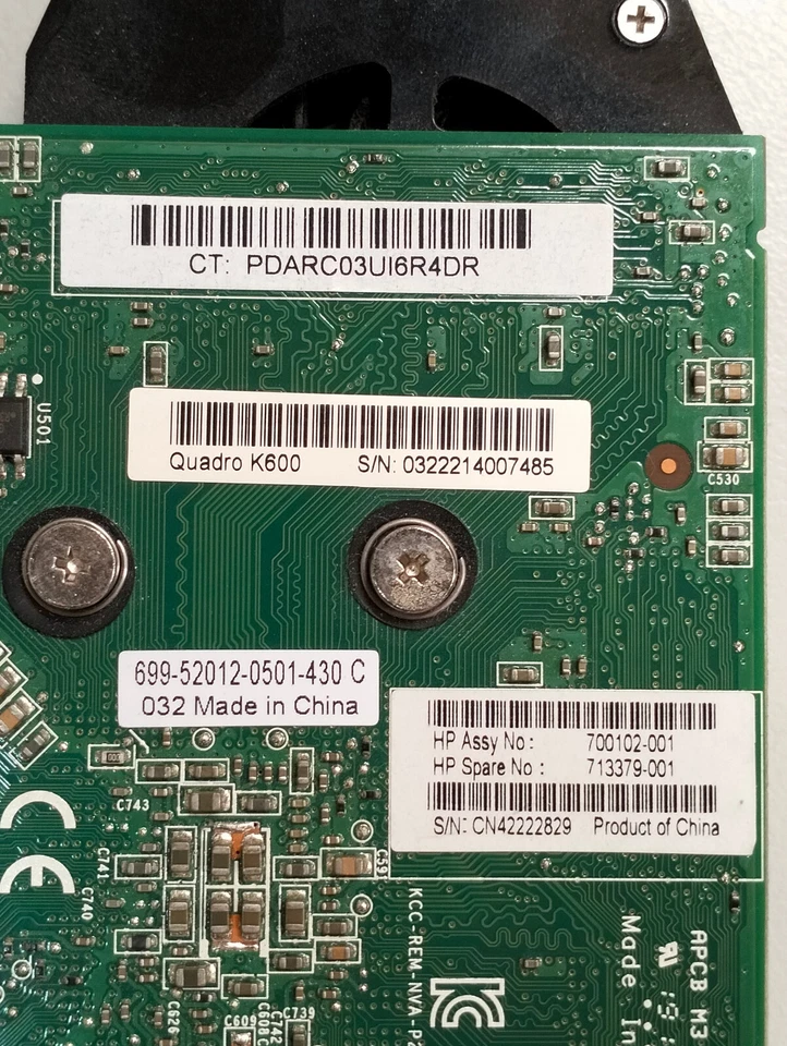 HP NVIDIA Quadro K600 1GB DDR3 PCIe x16 Graphics Card 700102-001 713379-001 - Image 4 of 4