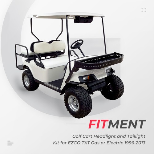 For EZGO TXT Golf Cart LED Headlight + Tail Light Kit Gas or Electric 1996-2013 - Picture 4 of 11