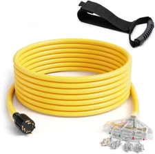 50Ft L14-30P to Four 5-20R, 4 Prong Generator Distribution Extension Power Cord,