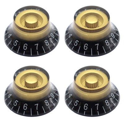 4x Speed Control Knobs Black&Gold with White Word for Les Paul Electric Guitar