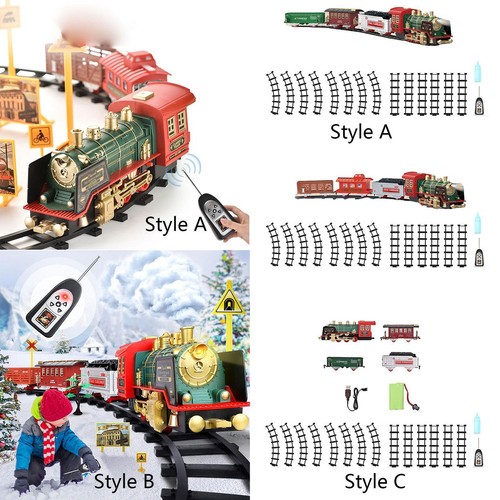 Elektro Zug Set Lokomotive Motor mit Fernbedienung 3 Wagen Weihnachten Spielzeug