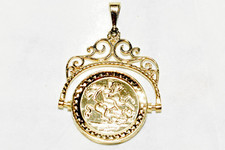 9ct Gold St George Spinner Medal Pendant 38mm 4.5g Boxed