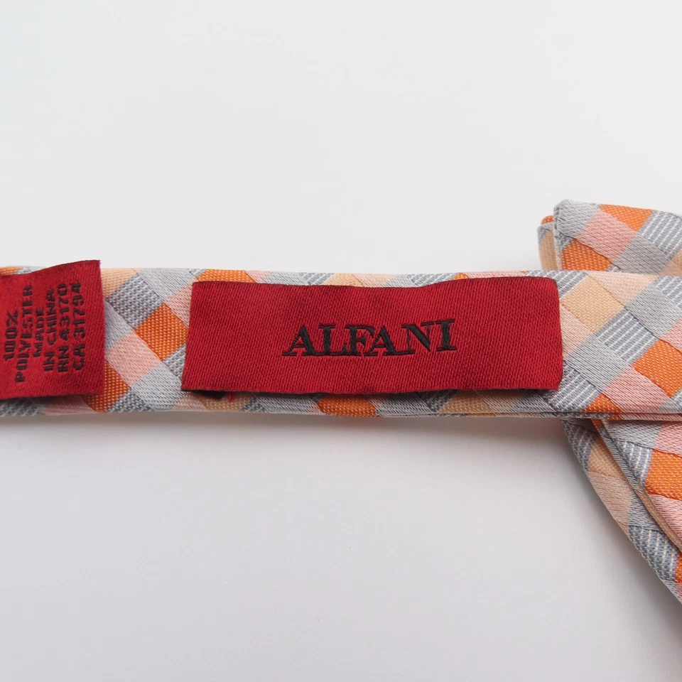 Pajarita Alfani Poliéster Rosa Naranja Azul Cuadros 2.5" Ancho Preatada Foto 3 de 4