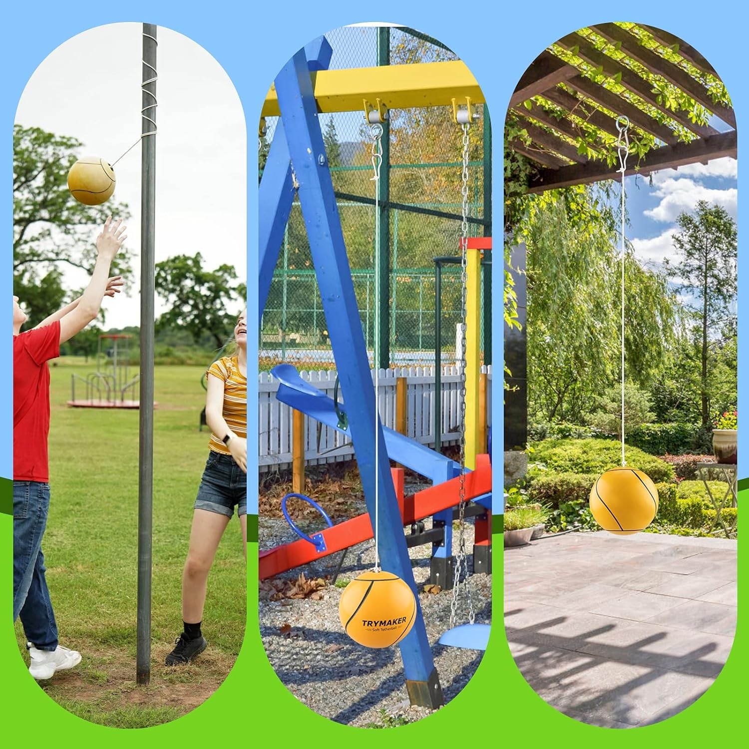 Tetherball, Tether Balls and Rope Set, Replacement Tetherball for Yellow 