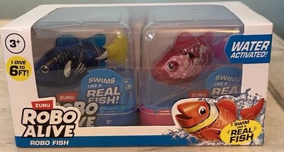 ZURU 2 ROBO ALIVE FISH PINK AND BLUE SET OF 2 NEW IN BOX