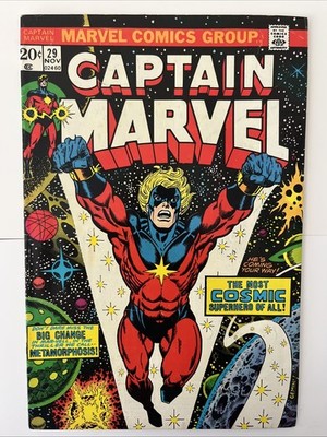 Captain Marvel #29 VF. Thanos Drax Jim Starlin Art. C Pix, notes. Combine ship.