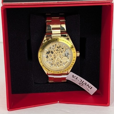 Invicta Objet D Art Excelsior Mens 43mm Automatic Watch Gold Tone Skeleton 49501