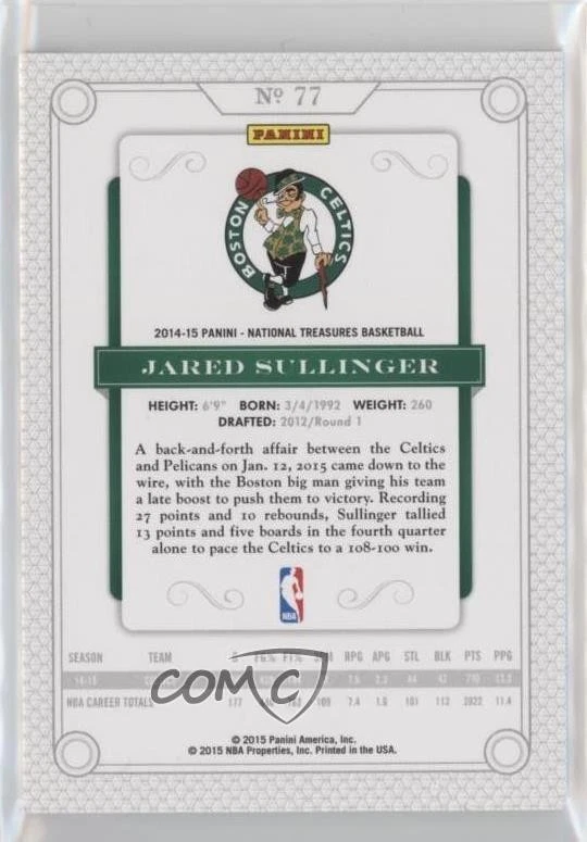 2014-15 Panini National Treasures /99 Jared Sullinger #77 - Image 2 of 2