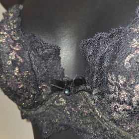 Dita Von Teese Lurex Lace Unlined UW Bra Black Size 32C Burlesque Hollywood