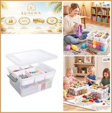 Clear Storage Box 17 Quart Organizer with Removable Tray 5 Compartment 15.9