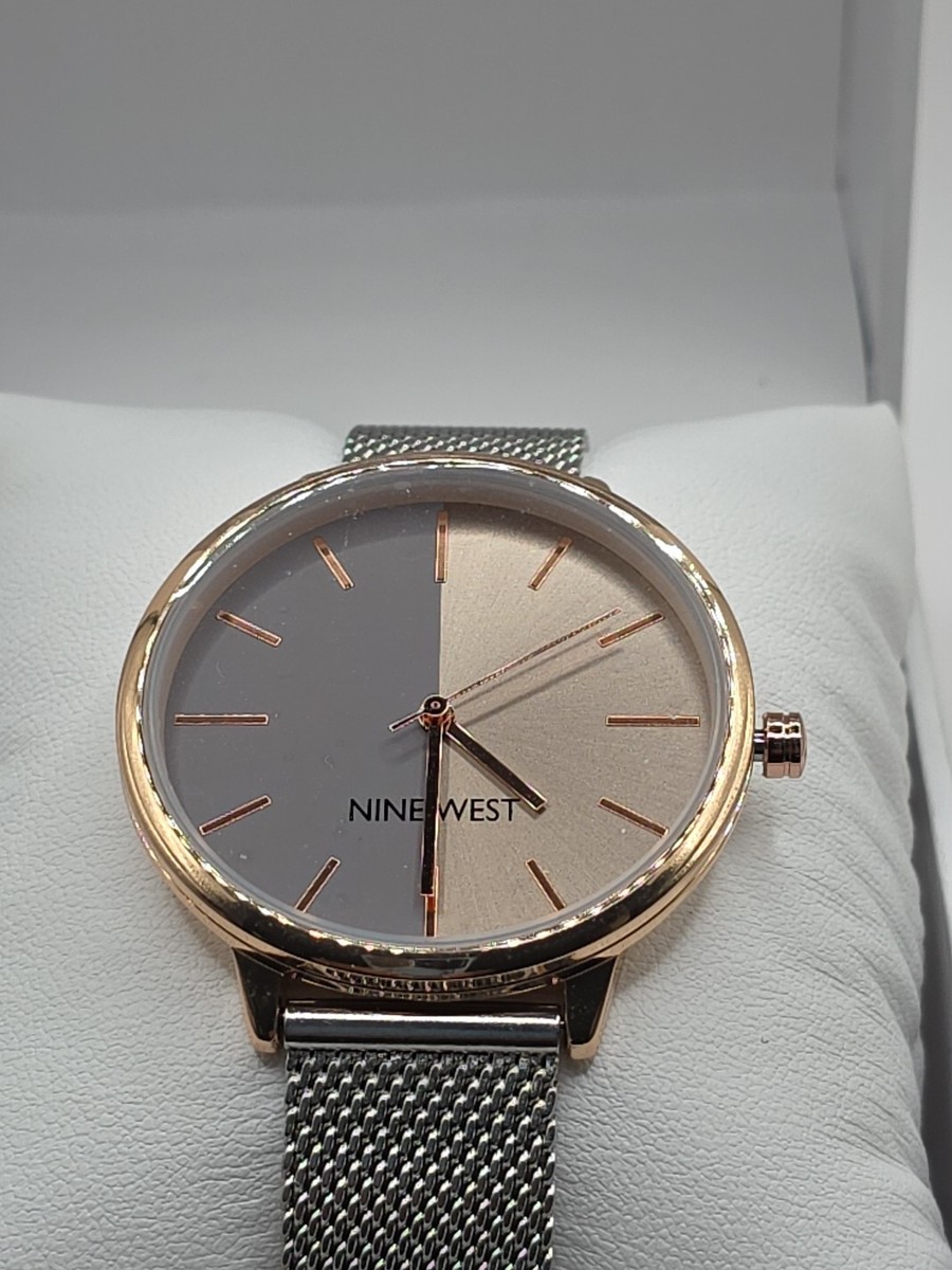 Nine West Womens Watch Gray Dial Silver Mesh Bracelet Rose  display picture 2