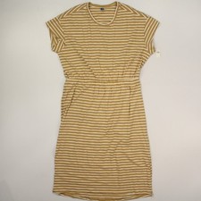 Old Navy Women's T-shirt Dress Size 2XL Tan White Striped Short Sleeve Stretch