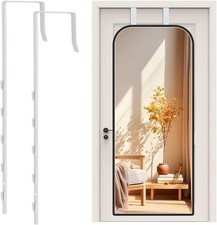 Over-Door Mirror Hanger Set, 2 Adjustable Brackets with Protective Lining, White