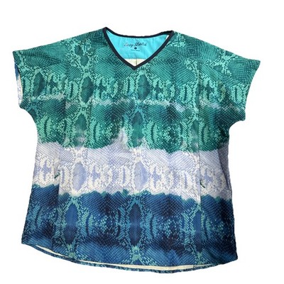 Butter-soft Easy Stretch Women s Short Sleeve Scrub Top Blue Size Large NEW