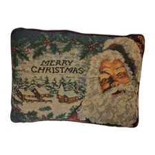 Merry Christmas Holiday Pillow with Santa Clause 16 X 11