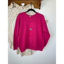 Guess Vintage 90s Bright Pink Logo Sweatshirt Size Medium