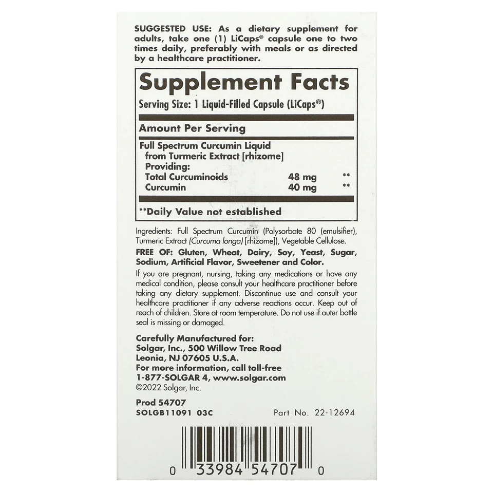 Curcumina de espectro completo, 60 lcaps Foto 2 de 3