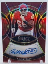 WILL SHIELDS 2025 PANINI SELECT FOOTBALL RED PRISMATIC SIGNATURES #48/75 AUTO