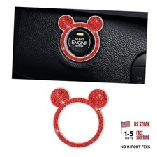 Augeny Bling Car Engine Start Button Cover, Rhinestone Key Ignition 1PC Red