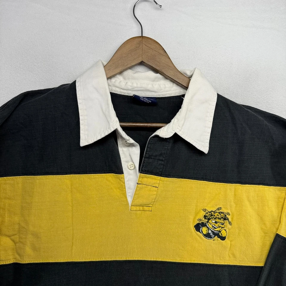 Vintage Wichita State Rugby Shirt mens XL Black Yellow Shockers Embroidered Logo - Image 4 of 4