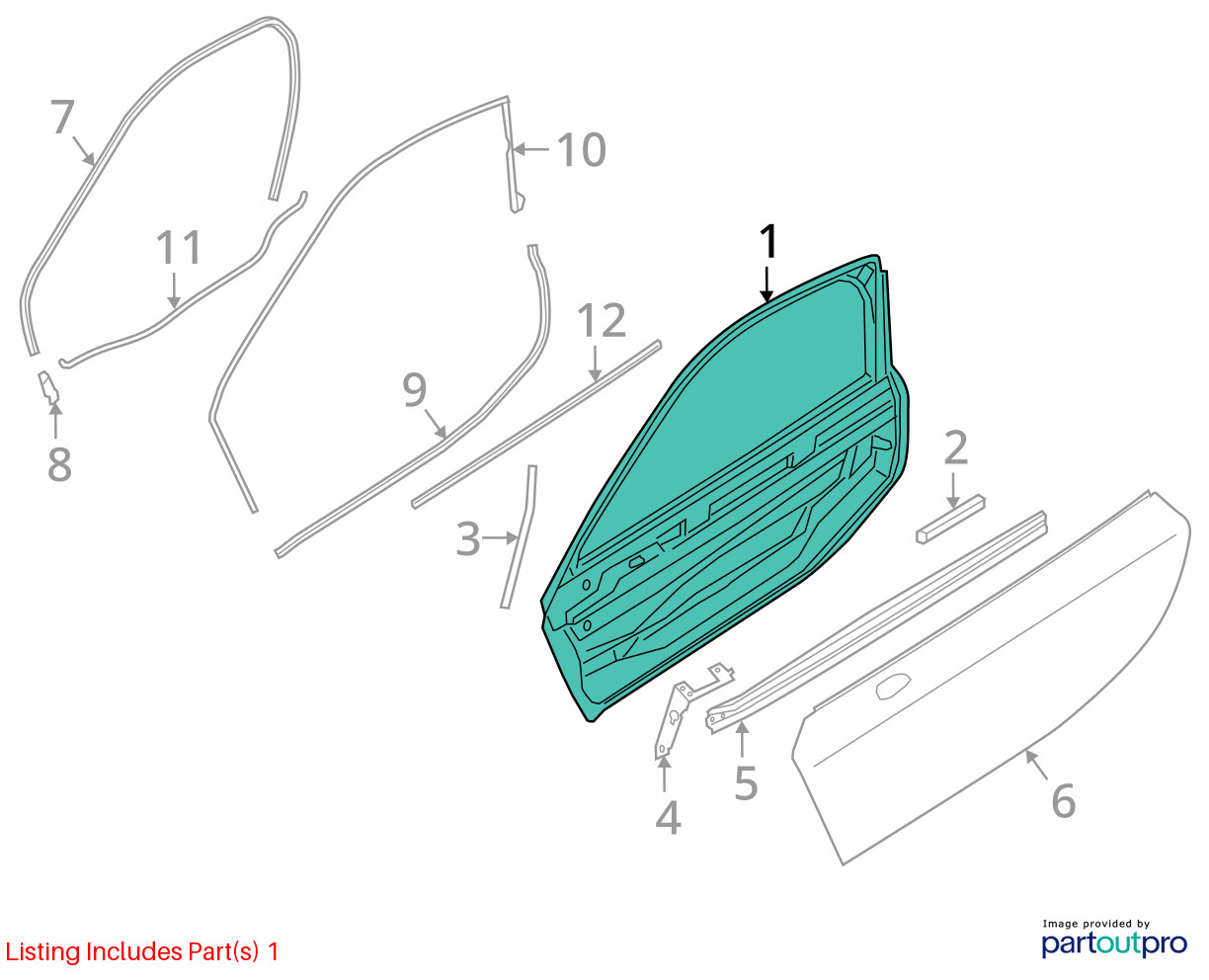 BMW I8 I12 I15 Front Right Door Shell Assembly 7312668 2014 - 2020 OEM