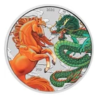 2026 Australia Dragon and Horse  Fire And Earth  1oz .9999 Silver Colorized Coin
