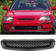 IKON MOTORSPORTS ABS Black Front Grille for 1996-1998 Civic Pre-Facelift Models