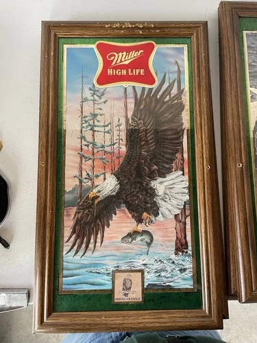 Vintage 90’s Miller High Life Beer Wildlife Mirror Sign American Eagle Series 5