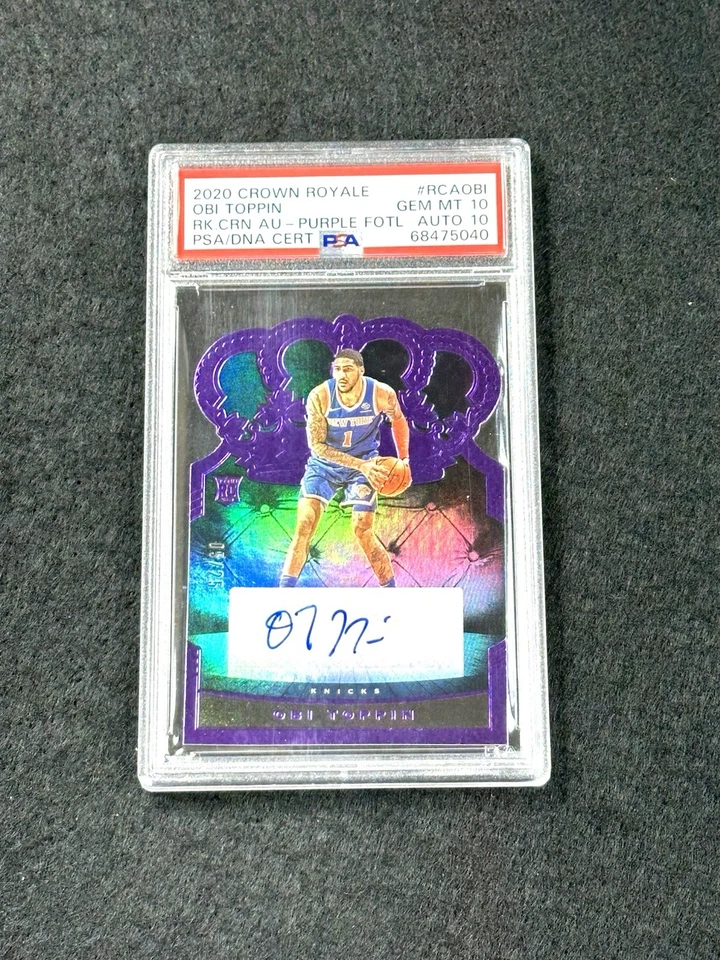 2020 Crown Royale OBI TOPPIN Rookie CRN AU-Purple FOTL #/25-AUTO 10-PSA 10-POP 1 - Image 2 of 4
