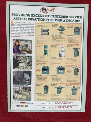 #ad Vintage 1995 Print Ad Grizzly Imports Tools Sander Planer Table Saw Advertising $8.25