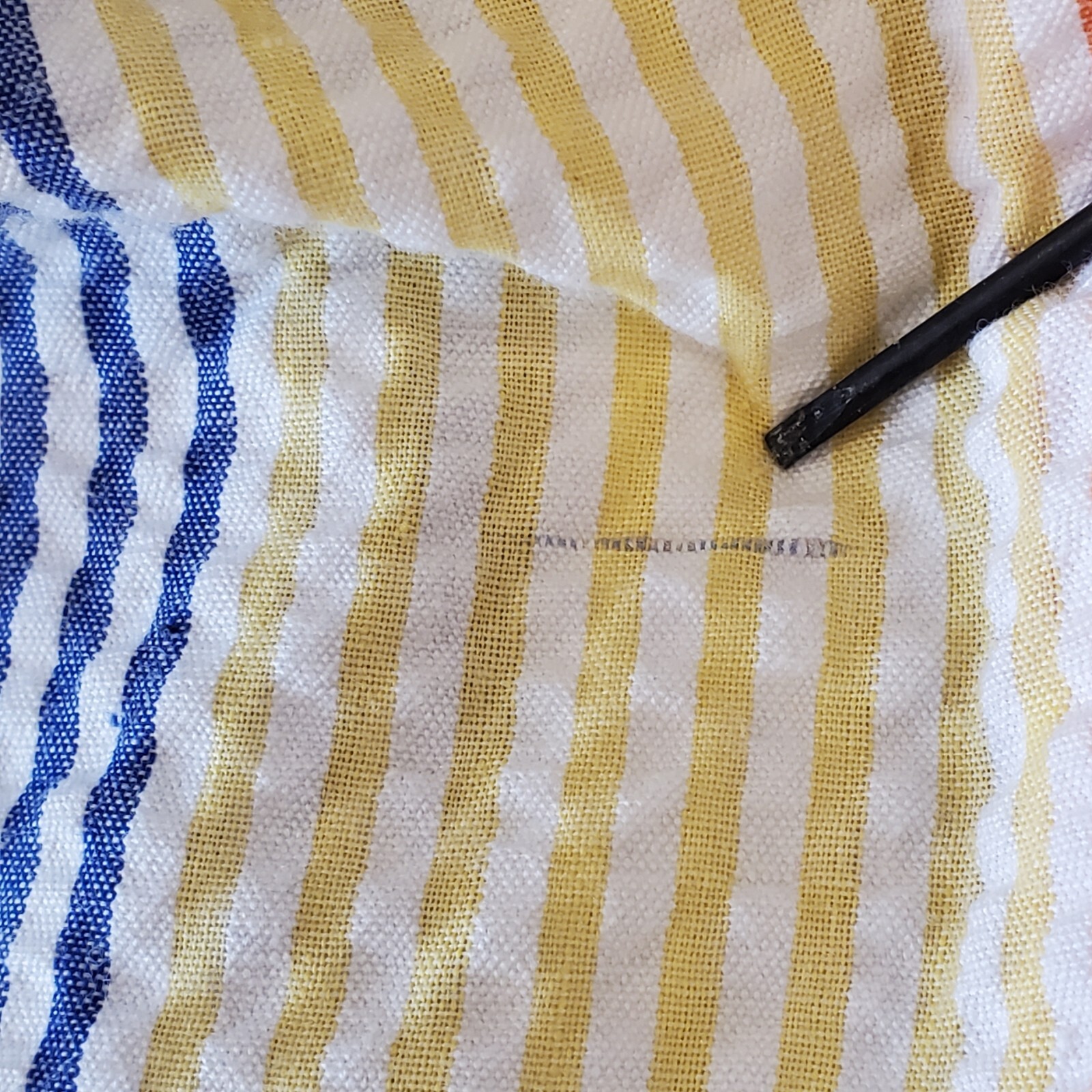 Vintage Rainbow Striped Housecoat Robe Thin Pearl… - image 10
