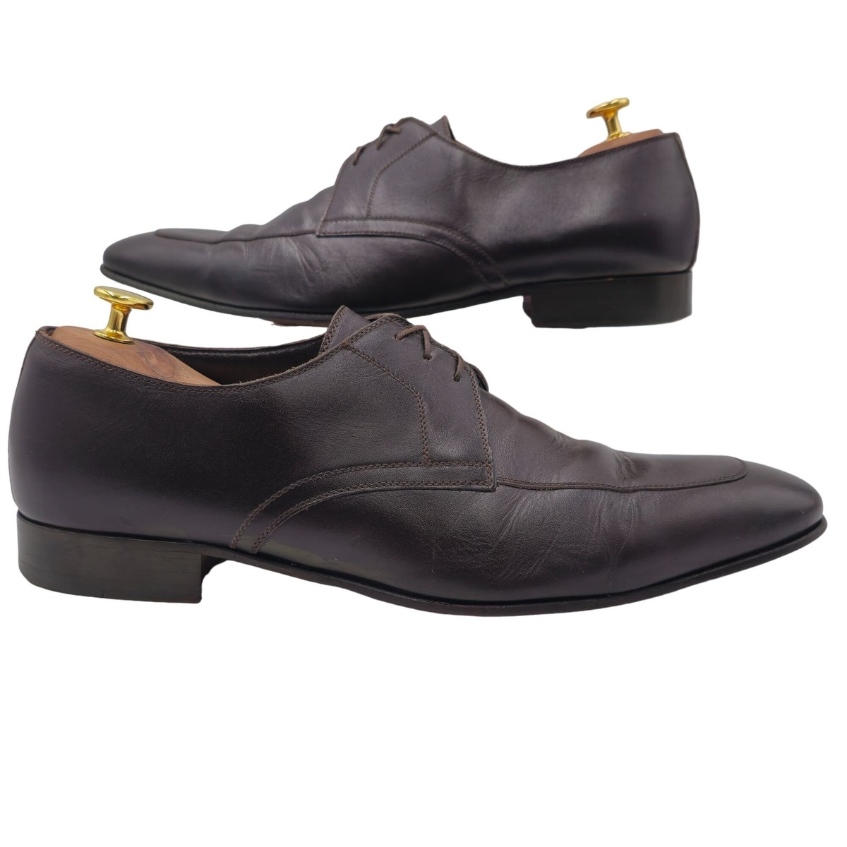 a. testoni Men\'s Dark Brown Leather Derby Oxfords. Fair condition. A. Testoni Brown Leather Cap Toe Lace Up Derby Oxford Men main image 2