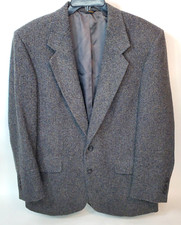 Austin Reed Mens Gray Blue Tweed Wool Blazer Sports Jacket Made USA 42R VTG